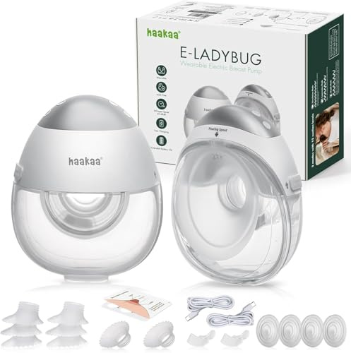 Sacaleches Eléctrico Pack 2 Uds. Portátil Manos Libres, Extractor de Leche Doble Inalámbrico y Silencioso con Pantalla LED, 2 Modos y 9 Niveles, Recargable USB-C - Haakaa