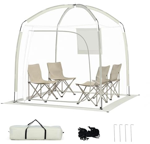 COSTWAY Tienda de Campaña Deportiva para 2-4 Personas, 215 x 215 CM, Carpa de Burbujas Transparente, Bolsa de Transporte, Animar, Pescar y Acampar