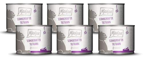 MjAMjAM - comida húmeda premium para gatos - sabroso pavo con deliciosas zanahorias, pack de 6 (6 x 200 g), sin cereales con extra de carne
