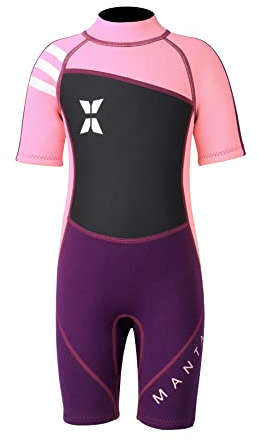 Kinder Shorty Neoprenanzug, 2,5 mm Neopren, einteiliger Badeanzug, UV-Schutz, Badeanzüge für Mädchen, Jungen, Schwimmen, Tauchen, Schnorcheln, Surfen