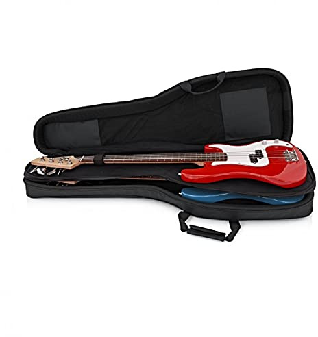 gear4music Funda Doble para Dos Guitarras Bajas con Acolchado de 15 mm | Transporta dos bajos a la vez, acolchado de 15mm con separador interno, asa robusta y correas ajustables