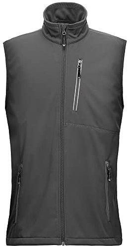 33,000ft Chaleco ligero de Softshell para hombre, chaleco impermeable y resistente al viento, vestimenta transpirable sin mangas para ciclismo, running, senderismo, golf, trabajo, gris, XXL