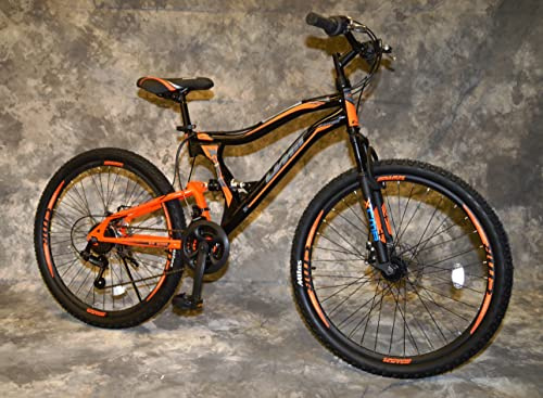 Generisch 26 Zoll MTB Albatros Vollgefedert, 21-Gang Kettenschaltung, Scheibenbremsen NEU 2659-SCHWARZ-ORANGE Bitte BEACHTEN AB 155 cm KÖPERGRÖSSE GEEIGNET !!!!!!!