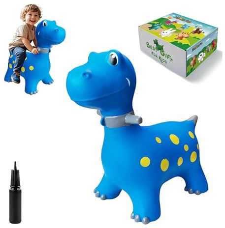 HotMax Bouncy Horse, Dinosaur Hopper Toys for Kids, Inflatable Ride on Bouncy Animals Toys for Toddlers, Jumping Horse for Baby Birthday Gift for Boy or Girl 18 Months 2-4 Year Old (Blue)