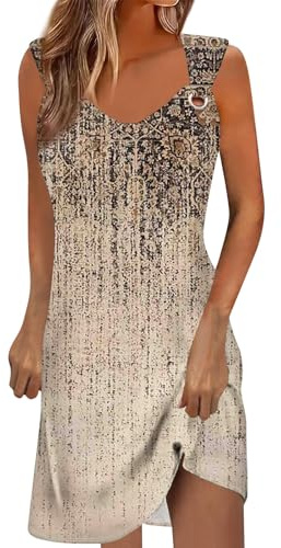 La Robe D'Été Mi-Longue Hawaienne Femme Débardeur en Coton - Violette, Courte, Sans Manche - Robe De Plage Marron L