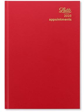 Letts of London Standard A5 day to a page 2026 diary - Red 26-T11XRD