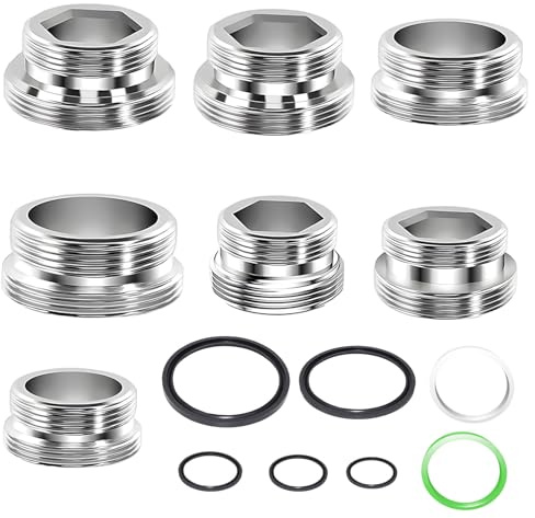 7 Adattatori per Rubinetto, Adattatore per Rubinetto con Guarnizioni, Filettatura Esterna, Adattatore Doppio Nipplo per Rubinetto da Cucina, Tubo