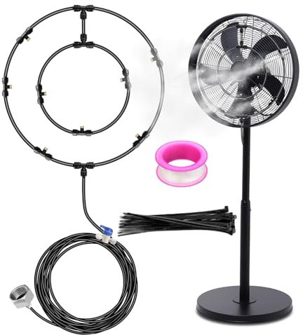Kit De Brumisation De Ventilateur, brumisateurs Terrasse Sur Pied, brumisateurs Exterieur Terrasse, Kit De Brumisation Pour Ventilateur Tuyau D'alimentation En Eau De 8m Accessoires Pour Ventilateur