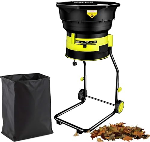 Trituratore Foglie da Giardino 2500W, Biotrituratore Elettrico 8000RPM, Mulcher Sicuro Senza Lame, Riduzione 17:1, Ruote per Trasporto, Sacco Raccoglitore, Accessori Extra(Standard)