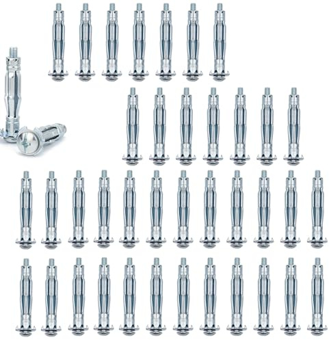 Lot de 40 Chevilles à Expansion en Métal, M5 x 52 Ancrages en Métal pour Cavité, Jeu de Chevilles Métalliques, Fixations pour Portes Creuses, pour la Fixation des Panneaux de Bois