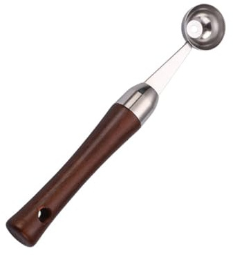 TOBBOMEY Scavino Pallinatore in Acciaio Inossidabile con Manico in Legno Grande per Anguria e Frutta Cucchiaio Pallinatore Gelato Resistente e Facile da Usare