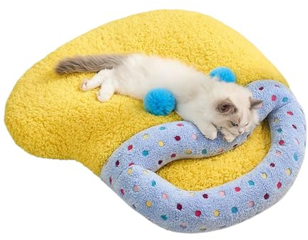 Lit Caverne Pour Chat,Matelas De Sommeil Chaud Et Doux De Chat - Meuble Pour Animal De Compagnie En Peluche Et Fermé,Pour Intérieur Extérieur Chambre Salon Coin Sol Balcon Bureaux Voyage Maison