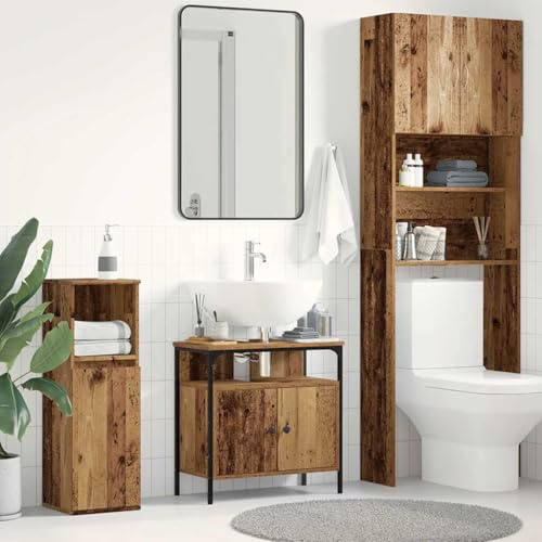 HaoChrymec Mobile Lavabo Basso in Legno Ingegnnerizzato, Design Salvaspazio con Piano d'Appoggio Robusto, Mobili Bagno Multifunzionale, Mobiletto Sotto Lavabo Bagno e Armadietto da Bagno,60x30x60 cm