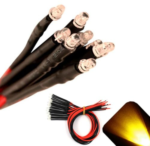 3mm 12V Prewired Flickering / Candle Yellow / Gold LED (Pack of 100)