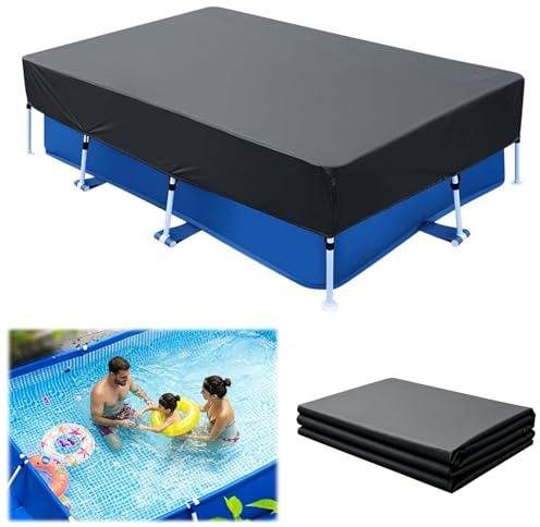 MeYuxg Poolskydd rektangulär, vikbar presenning pool rektangulär, sommar och vinter solpresenning skydd för pool, ovanjordiskt poolskydd regnsäkert, dammtätt, UV-resistent (225 cm x 150 cm x 30 cm)