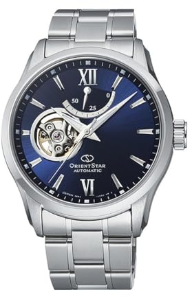 Orient Automatik Herren Armbanduhr aus Edelstahl in der Farbe Silber-Blau 40mm, Wasserdichtigkeit: 10Bar, RE-AT0001L00B