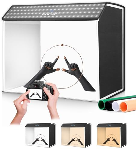 PULUZ Upgrade Caja de Luz para Fotografía, Estudio Fotografico con 3 Temperaturas de Color 672 LED 6500K& 4 Fondos de PVC para Fotografía de Joyas