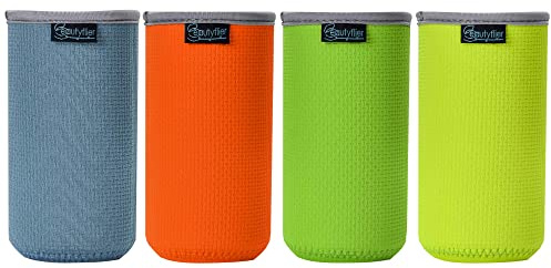 Beautyflier Pack of 4 Anti-Slip Embossed Neoprene Bottle Insulator Sleeve Thick Collapsible Drink Can Sleeve Cover For Camping Party (16oz)
