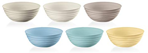 Guzzini Tierra - Set di 6 ciotole in plastica PET riciclata 100% priva di BPA, lavabile in lavastoviglie, completamente riciclabile, Made in Italy