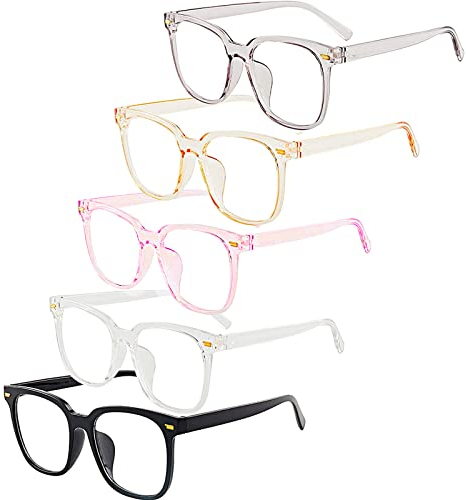 DEOMOR 5 Stücke / 5 Farben Deko Brille ohne Sehstärke transparent Linse Retro Brillen ohne Stärke