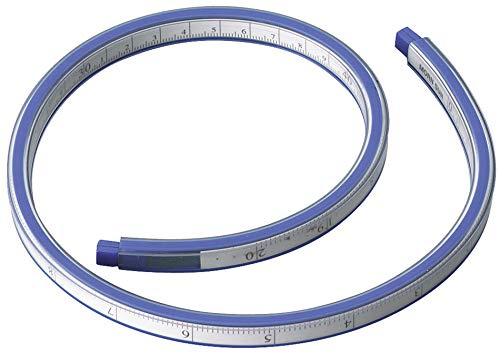 Alco-Albert 1461 – kurvlinjal 40 cm, med centimeter och milimetskala, flexibel, blå, 1 st