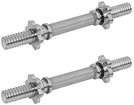 Sporttrend 24® Kurzhantelstange 35,5cm mit Sternverschluss oder Federklammer | Kurzhantel, Hantel, Hantelstange aus Vollstahl (Silber)