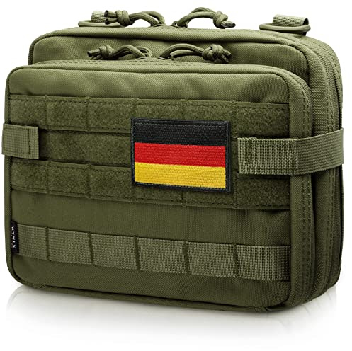 WYNEX Bolsa Táctica de Doble Capa, Bolsa Molle EDC EMT Utilitaria con Funda para Mapa Bolsa Modular para Herramientas Gran Capacidad Parche de Bandera Incluido