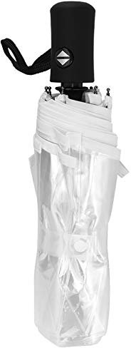 Automatic Clear Umbrella Windproof Transparent Automatic Rain Travel Compact Folding Three Folds Portable for Men & Women