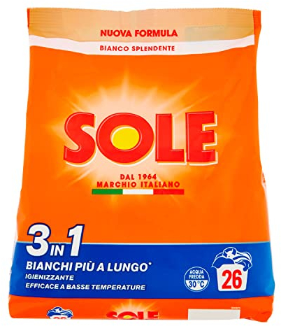 Sole Polvere Lavatrice Bianco Splendente 26 Lavaggi, 1.3kg