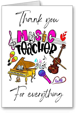Thankyou Thank you music Teacher Card For everything