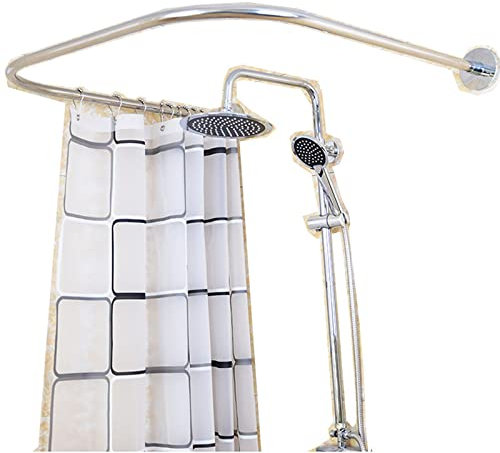 Tringle à rideau de douche en forme de U en acier inoxydable – Barre d'angle ronde, support pour salle de bain, balcon