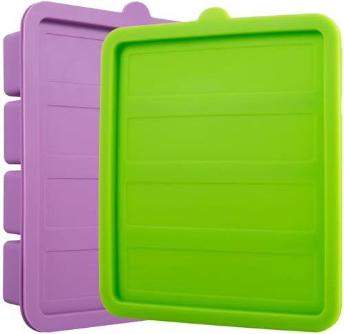 2 stampi per burro, in silicone, con coperchio, 4 cavitazioni, contenitore, 8 cucchiai, per brownies, burro fatto in casa, burro alle erbe, 7 x 6 x 1,37 pollici x