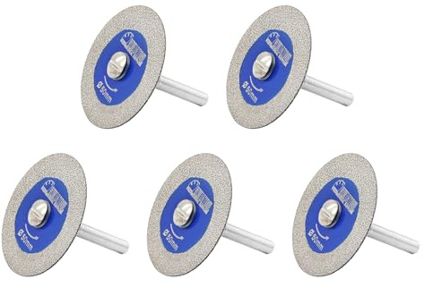 SHDIATOOL Disco Diamantado para Cortar Vidrio, 50mm Mini Hojas de Sierra Diamantada con Vástago de 6mm para Azulejos Cerámica Porcelana Mármol Granito Piedra Artificial en Taladro de Máquina pack de 5