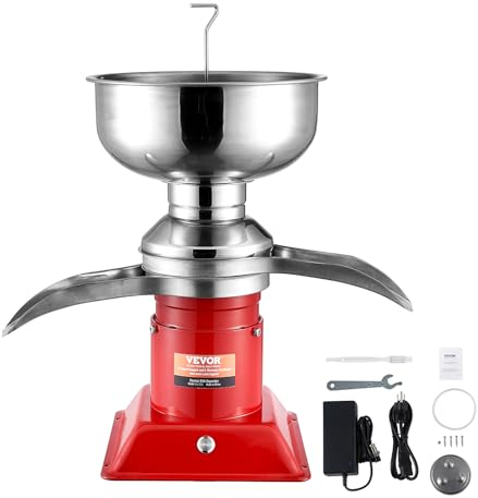 VEVOR Écrémeuse Électrique 30 W Bol 5 L Séparateur de Crème Électrique 100 L/h Séparateur Centrifuge Crème en Inox 10500 tr/min pour Séparer Produire Divers Laits Crème Écrémé 46 x 49,5 x 26,5 cm
