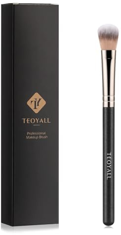 TEOYALL Highlighter Brush, Small Plush Fluflly Synthetic Bristles Tapered Under Eye Setting Brush for Bronzer Cheek with Loose Powder