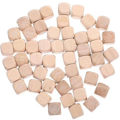 Tofficu 50pezzi Dadi in Legno Non Verniciati Cubi Quadrati Grezzi Per Giochi Di Legno Artigianato Fai Da Te e Attività Creative Per Ragazzo Ragazza Ragazza e Famiglie