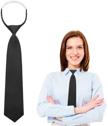 GHTIYLP Womens Tie Pre-tied Necktie for Women Black Tie for Women Adjustable Girl Uniform Ties for School Casual (Black)