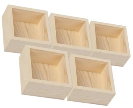 BESPORTBLE 5pezzi Scatola Portaoggetti in Legno Grezzo Fioriera Per Piante e Altre Piccole Piante Vasi Da Vivaio Quadrati Per Progetti Fai Da Te e Organizzazione Casa
