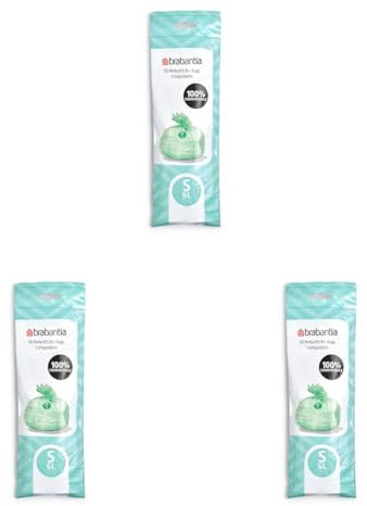 Brabantia Sacs poubelle compostables PerfectFit S, 6 litres [10 sacs par rouleau] (Lot de 3)