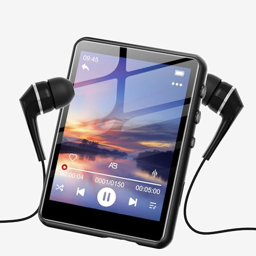 SWOFY Reproductor MP3 de 128GB con Bluetooth 5.3 - Pantalla táctil de 2,4 pulgadas, sonido HiFi, altavoz integrado, función de grabación, radio FM, compatible con hasta 512GB, ideal para niños (Negro)