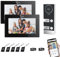 Verdrahtete Wohnung Video Türklingel Gegensprechanlage, 2 Einheiten 7 Zoll Touch Monitor, 3 in 1 Unlock, Dual Way Intercom, Video Türsprechanlage für Home Villa (Schwarz)