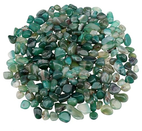 Aquarium Decor Gravel 0.96LB Natural Pebbles Fish Tank Stones Vase Filler Succulent Rocks Polished Crushed Bulk Irregular Shaped - Green