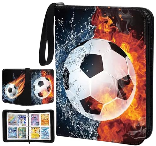 Greyoe Carte da calcio, album da collezione, 400 carte, in pelle PU, impermeabile, con chiusura lampo, per carte da calcio, carte sportive, carte da collezione, regalo per collezionisti (B)
