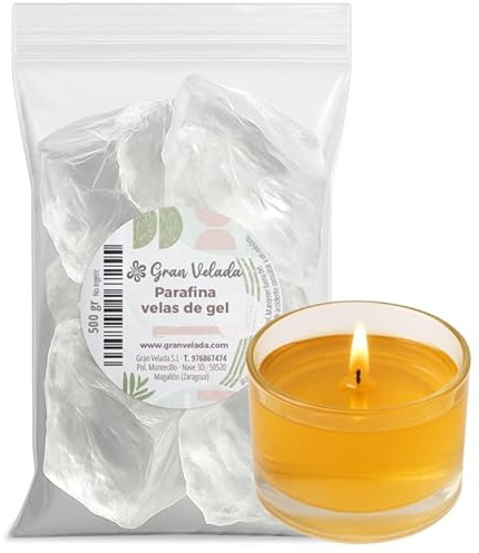 Gran Velada – Cera en Gel para Velas Transparente 500 g | Cera de Parafina en Gel con Textura Translúcida y Flexible | Ideal para Velas Decorativas Caseras con Efecto Cristal