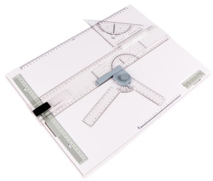 NEWFUN Zeichenplatte A3, Drawing Board, Multifunktionales Zeichenbrett für das Technische Zeichnen im Büro A3 mit Winkelmesser, Paralleler Zeichenbahn, Verstellbarem Winkel