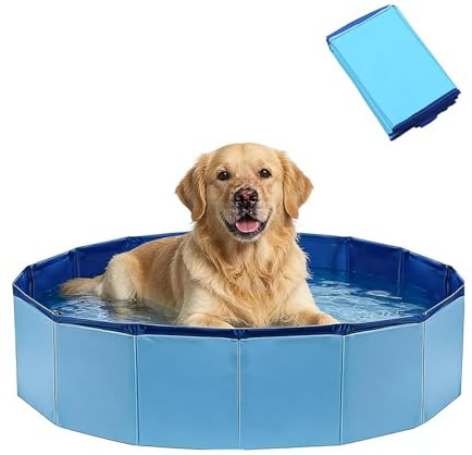 VASIVO 80 x 20 cm, piscina pieghevole per cani, piscina per cani grandi e piccoli, piscina per animali, vasca per sguazzare per cani, piscina pieghevole in PVC, bacino per cani (blu)