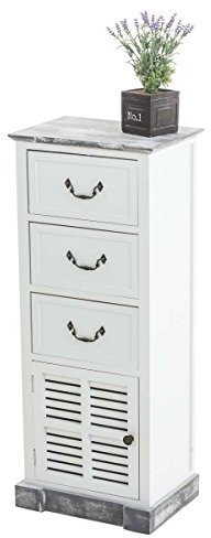 CLP Schubladenkommode Parana im Landhausstil I Holzkommode mit DREI Schubladen und Einer Tür I Highboard im Landhausstil, Farbe:weiß