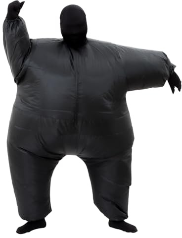 RHYTHMARTS Costume Gonfiabile per Tutto il Corpo, Costume per Halloween, Costume per Natale, per Adulti, Nero, Taglia Adulto