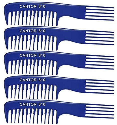 Cantor Lift Teasing Wide Tooth Comb - 5 Pack Chemical and Heat Resistant Detangler - Anti Static for All Hair Types - Durable and Lightweight