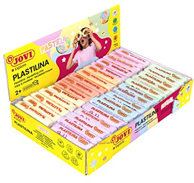Jovi - PLASTILINA, Pasta da modellare a base vegetale, 30 x 50 grammi, Colori pastello e grande plasticità, Senza glutine, Ideale per bambini dai 2 anni (70P)